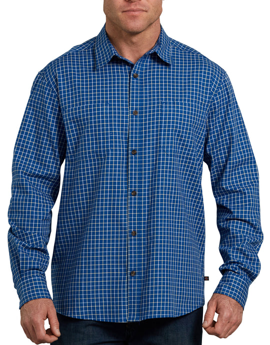 Dickies Mens Relaxed Fit Icon Long Sleeve Stonewashed Plaid Shirt