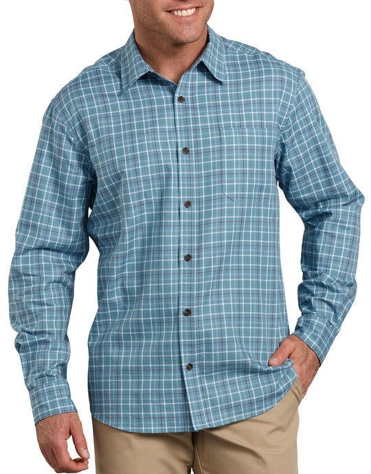 Dickies Mens Relaxed Fit Icon Long Sleeve Stonewashed Plaid Shirt