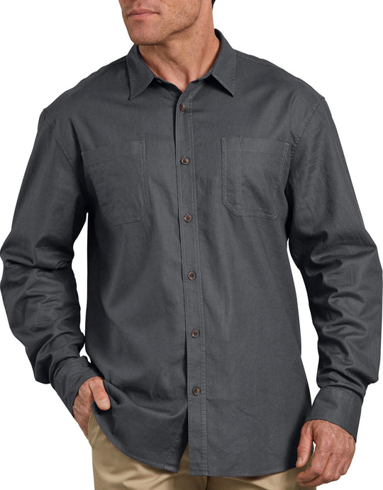 Dickies Mens Relaxed Fit Icon Long Sleeve Solid Shirt