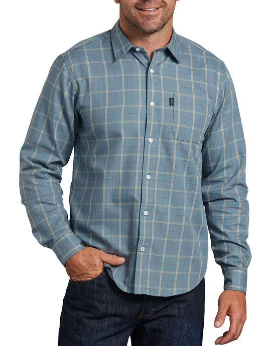 Dickies Mens Modern Fit X-Series Long Sleeve Yarn Dyed Plaid Shirt