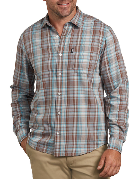 Dickies Mens Modern Fit X-Series Long Sleeve Yarn Dyed Plaid Shirt