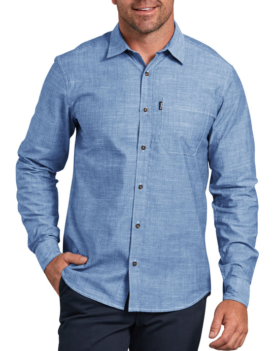 Dickies Mens Modern Fit X-Series Long Sleeve Chambray Shirt