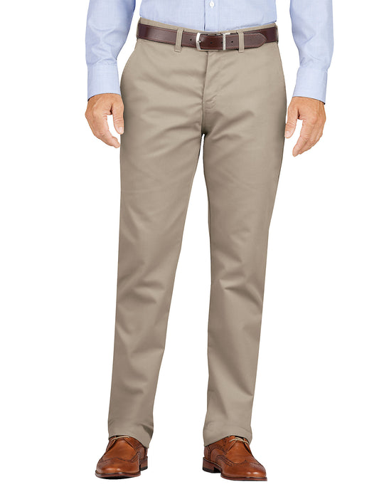 Dickies Mens KHAKI Slim Fit Tapered Leg Flat Front Pants
