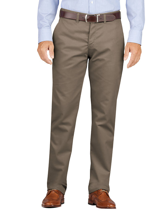 Dickies Mens KHAKI Slim Fit Tapered Leg Flat Front Pants