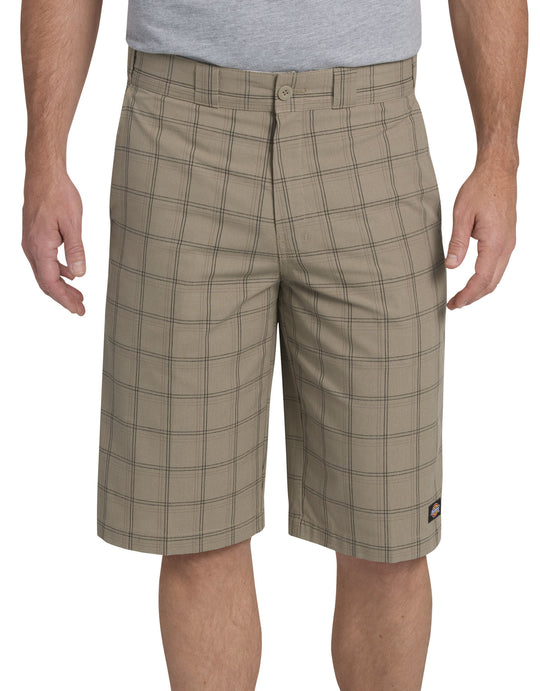 Dickies Mens 13" Regular Fit Multi-Use Pocket Plaid Shorts