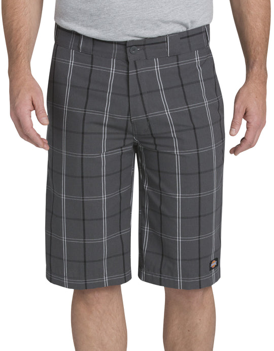 Dickies Mens 13" Regular Fit Multi-Use Pocket Plaid Shorts