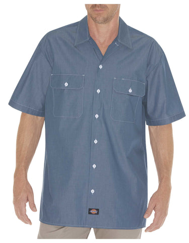 Dickies Mens Relaxed Fit Short Sleeve Chambray Shirt
