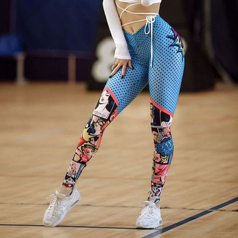 Digital Print High Waist Cartoon Workout Leggings