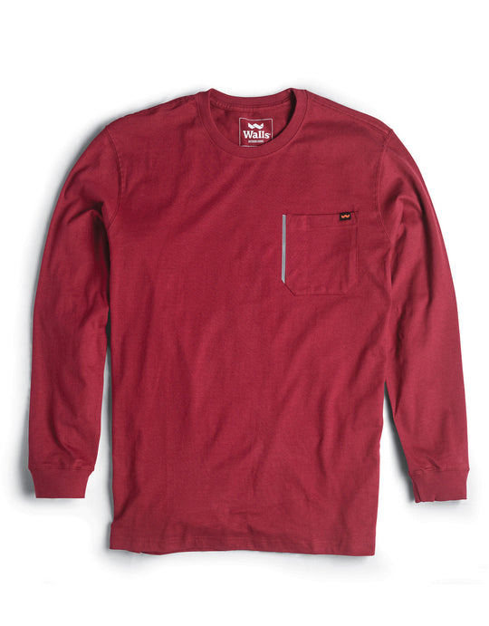 Walls Mens Long Sleeve Heavy Weight Pocket Tee
