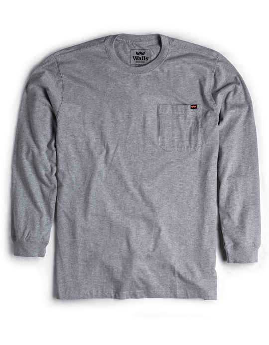 Walls Mens Long Sleeve Heavy Weight Pocket Tee