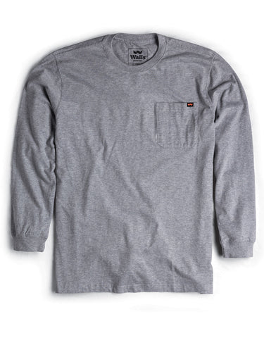 Walls Mens Long Sleeve Heavy Weight Pocket Tee