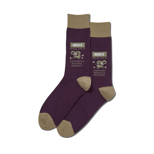 Hot Sox Mens Aries Zodiac Crew Socks