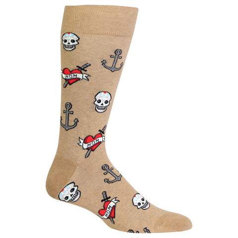 Hot Sox Mens Tattoo Crew Socks