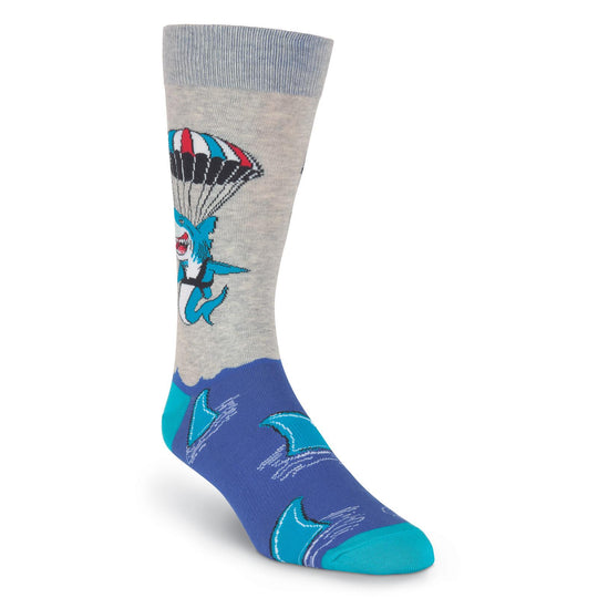 K. Bell Mens Parachute Shark Crew Socks
