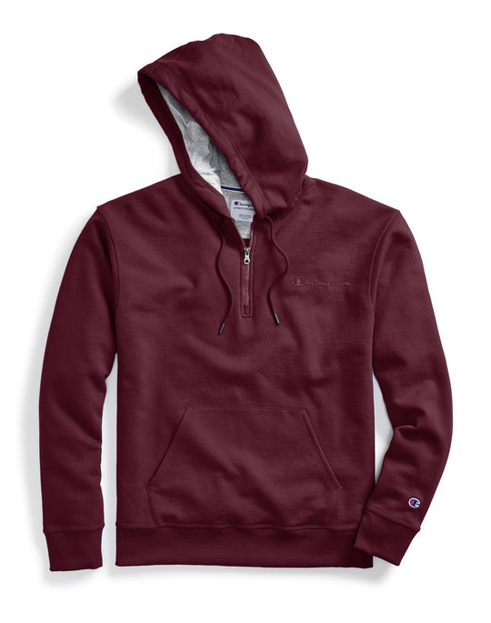 Champion Mens Powerblend Fleece Quarter Zip Hoodie