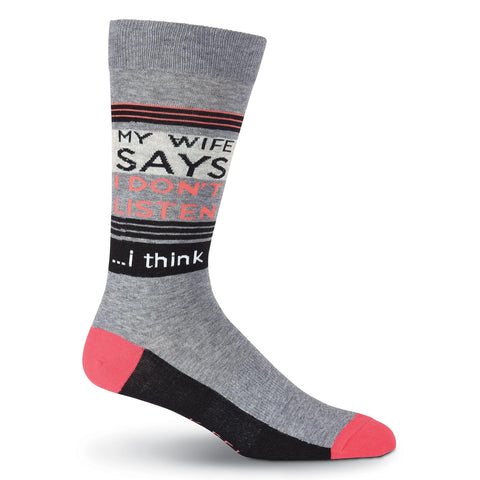 K. Bell Mens My Wife Says Crew Socks