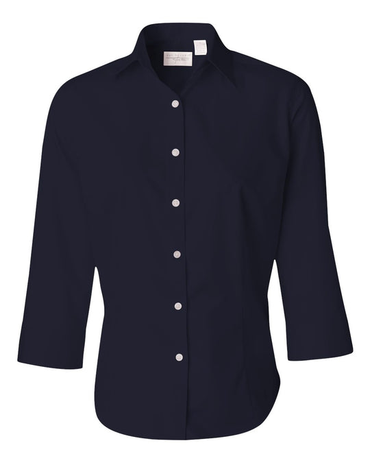 Van Heusen Womens Three-Quarter Sleeve Baby Twill Shirt, XL, White