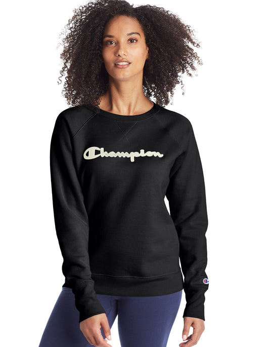 Champion Womens Powerblend Fleece Boyfriend Crew, XXL, Hush Pink