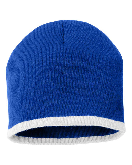 Sportsman 8 Bottom-Striped Knit Beanie , One Size, Royal/White