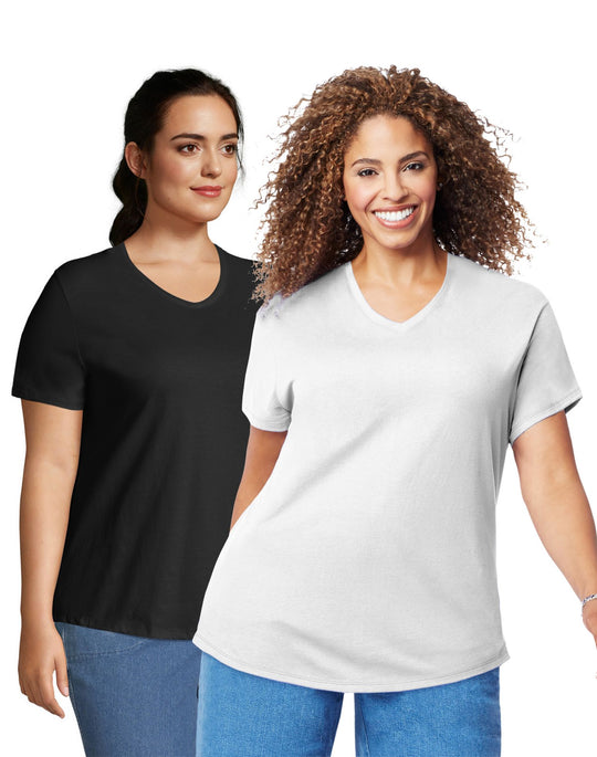 JMS Cotton Jersey V-Neck Short Sleeve T-Shirt - 2 Pack
