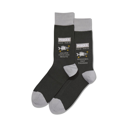 Hot Sox Mens Pisces Zodiac Crew Socks