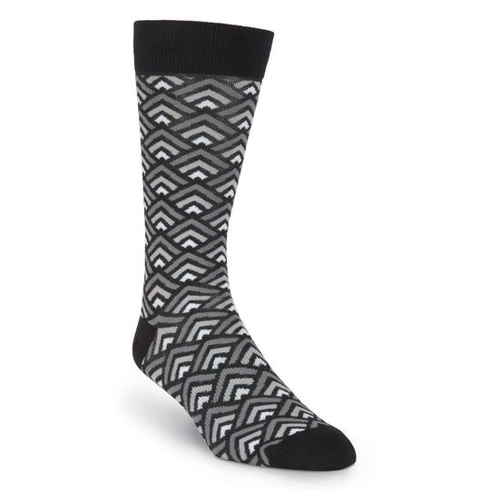 K. Bell Mens Tri-Geometric Pattern Crew Socks
