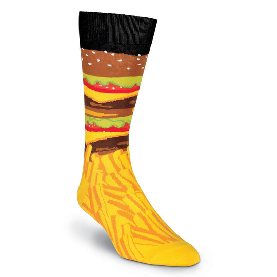 K. Bell Mens Burger and Fries Crew Socks