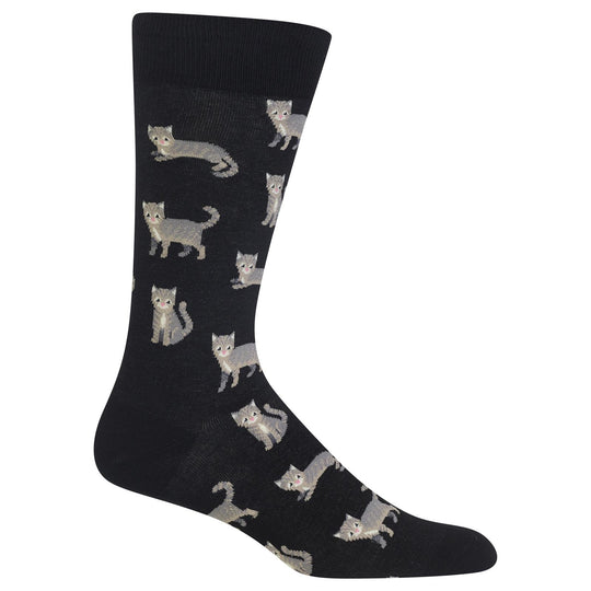 Hot Sox Mens Cat Crew Socks