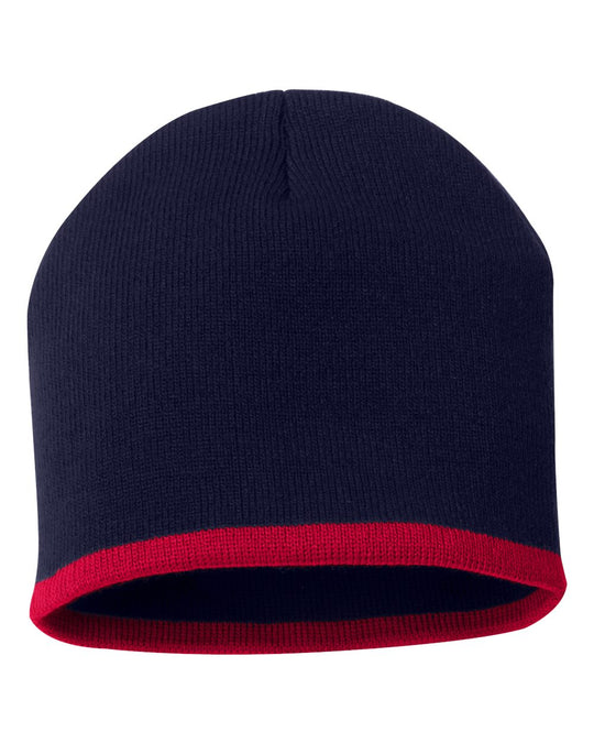 Sportsman 8 Bottom-Striped Knit Beanie , One Size, Royal/White
