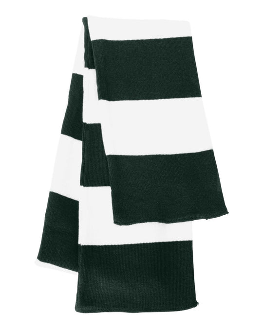 Sportsman Rugby-Striped Knit Scarf, One Size, White/Heather Grey