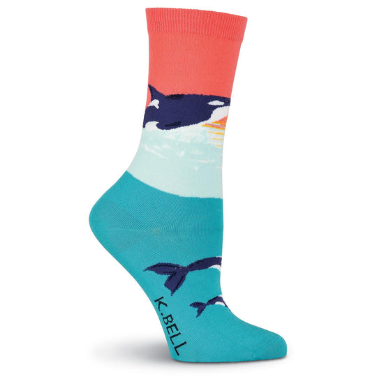 K. Bell Womens Orca Whale Crew Socks