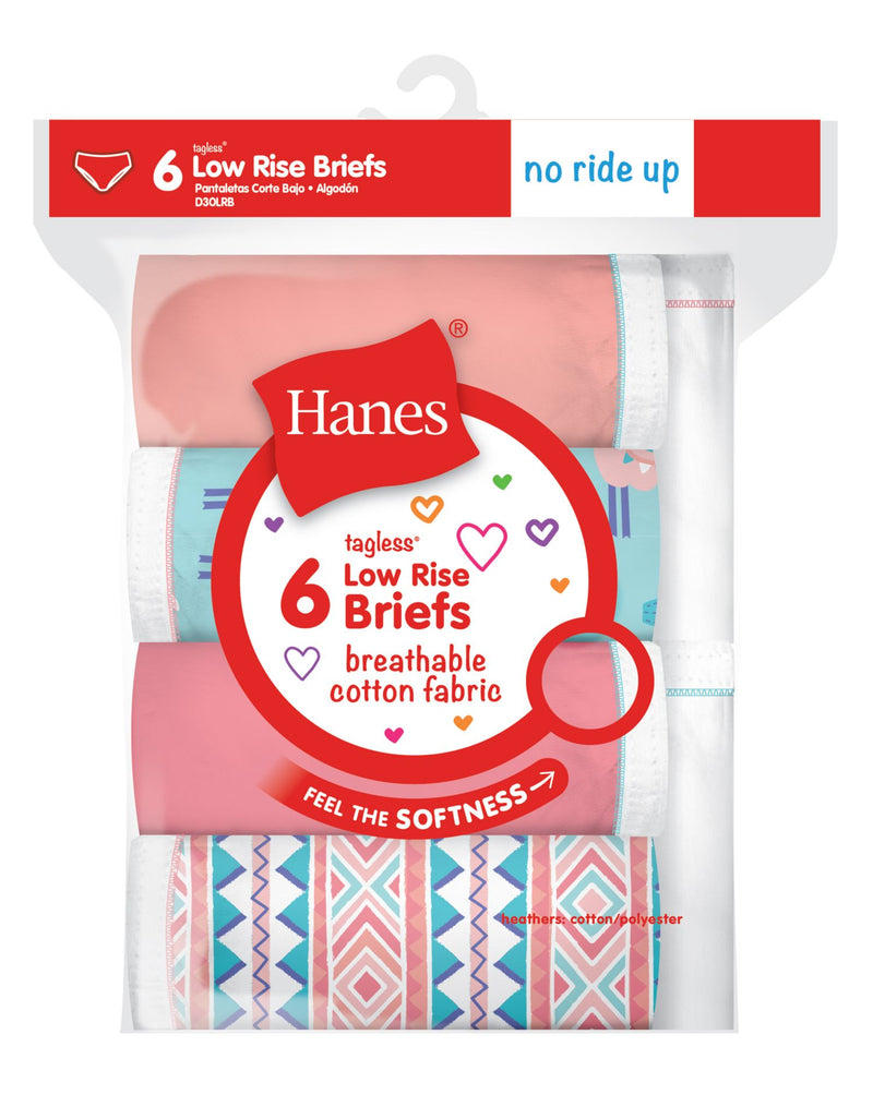 Hanes Girls Breathable Cotton Low Rise Briefs 6-Pack