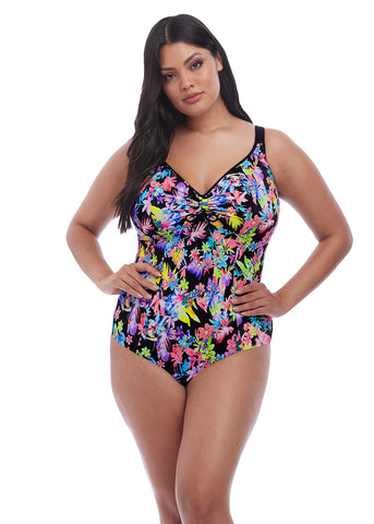 Elomi Womens Electroflower Moulded Swimsuit with Adjustable Neckline