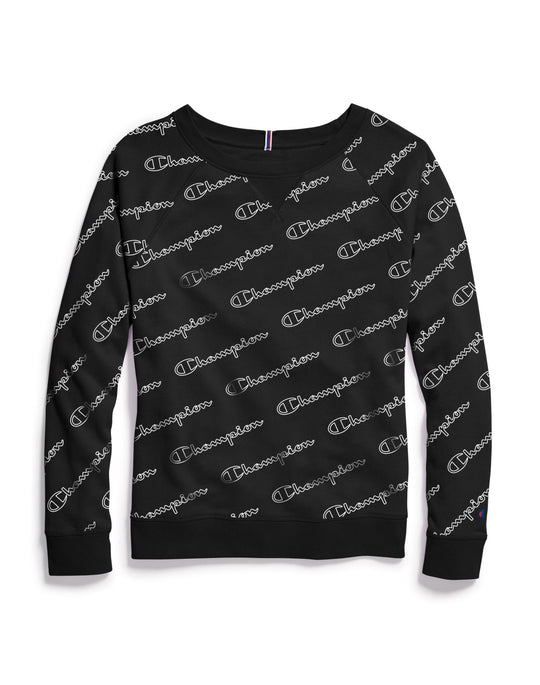 Champion Womens Plus Heritage French Terry Print Crew