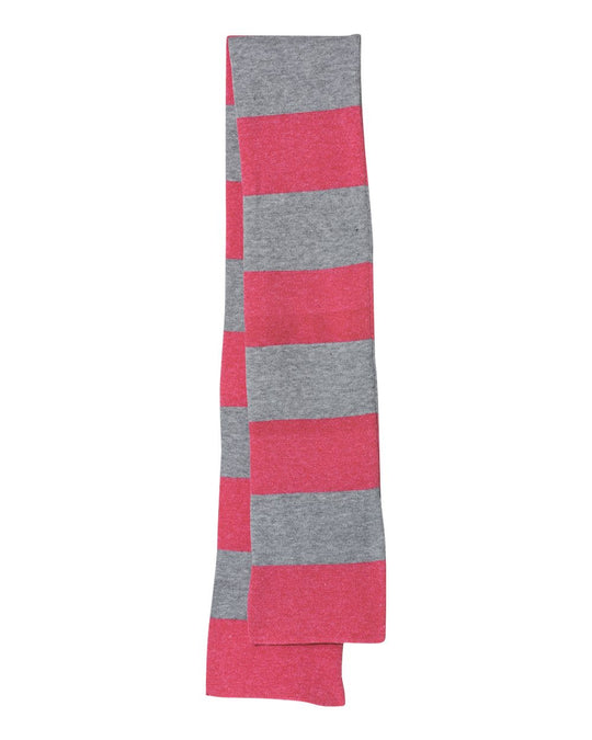 Sportsman Rugby-Striped Knit Scarf, One Size, White/Heather Grey