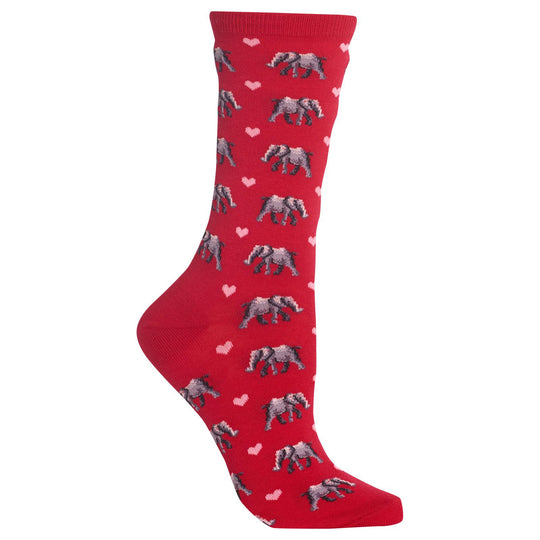 Hot Sox Womens Elephant Love Crew Socks