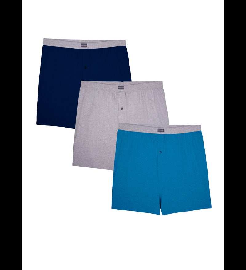 Fruit Of The Loom Mens Assorted Knit Boxers 3 Pack, XL, Assorted