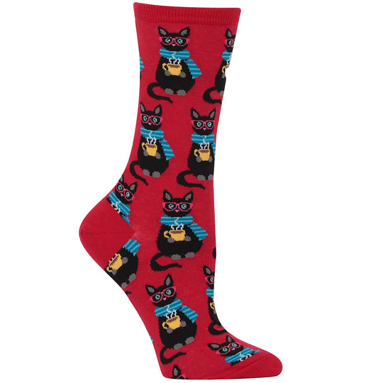Hot Sox Womens Coffee Cat Socks