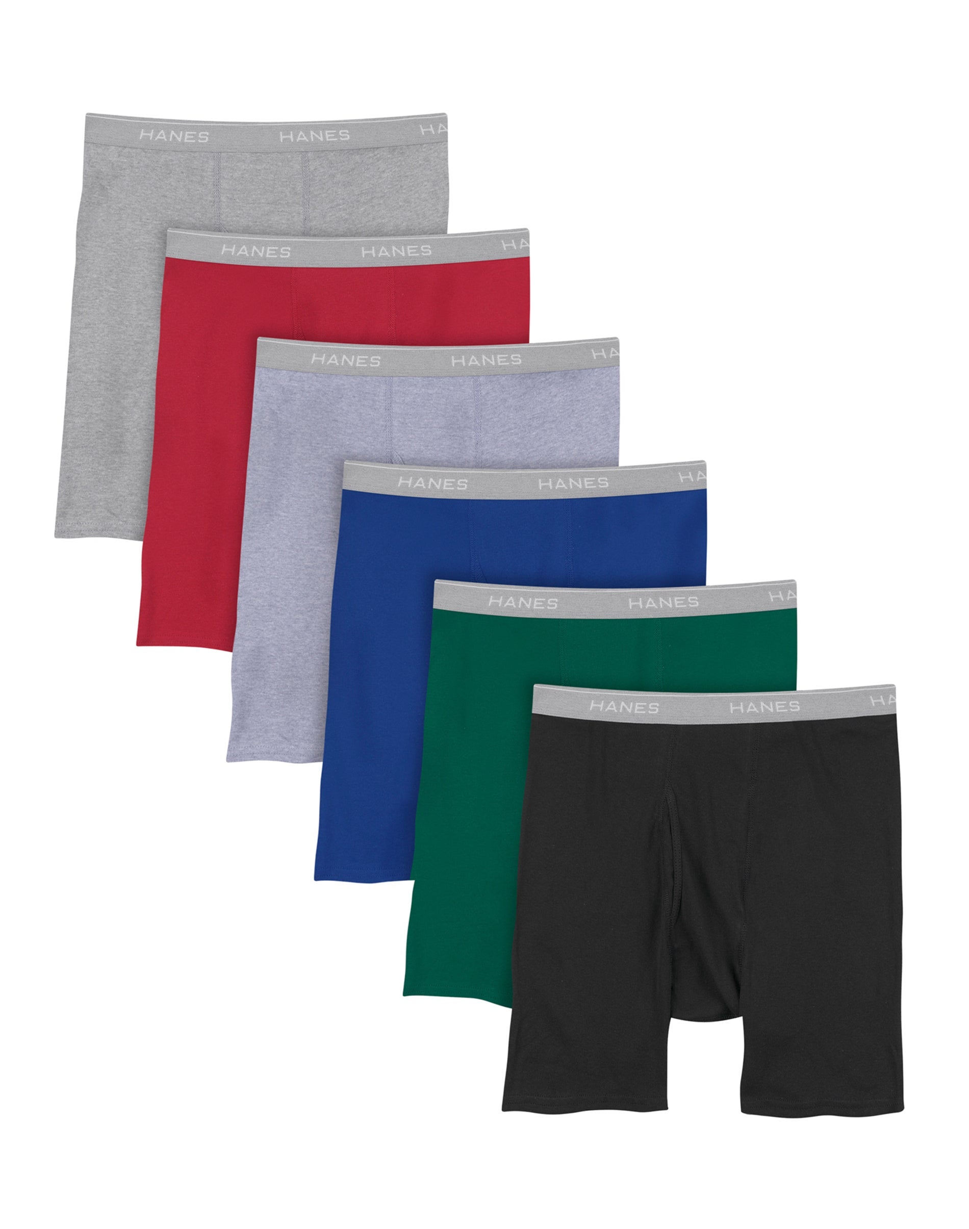 Hanes Men's Value Pack Covered Waistband Boxer Briefs, 6 Pack