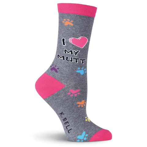 K. Bell Womens Luv My Mutt Crew Socks