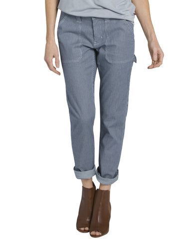 Dickies Womens Heritage Destroyed Hickory Stripe Carpenter Pants
