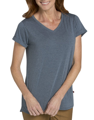 Dickies Womens Heritage Short Sleeve V-Neck Cuffed T-Shirt