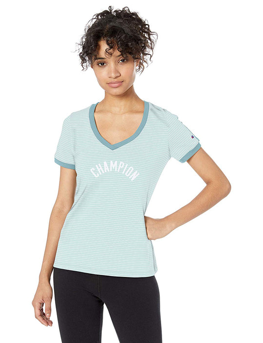 Champion Womens Heritage V-Neck Ringer Tee