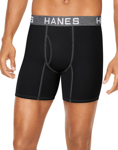 Hanes Ultimate Mens Comfort Flex Fit Ultra Soft Cotton/Modal Boxer Briefs Black/Grey 4-Pack