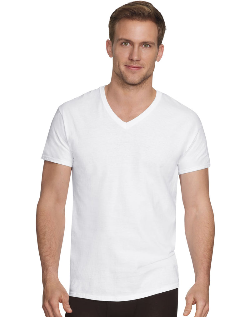 Hanes Ultimate Mens Comfort Fit White V-Neck Undershirt 4-Pack