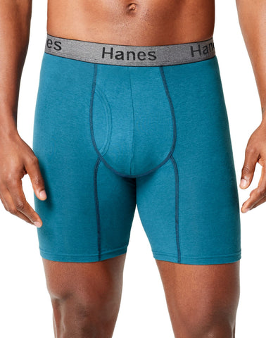 Hanes Mens Comfort Flex Fit Ultra Soft Cotton Stretch Long Leg Boxer Briefs 3-Pack