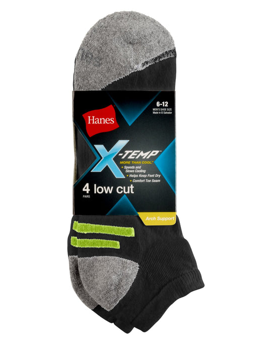 Hanes Men`s X-Temp Arch Support Low Cut Socks 4-Pack