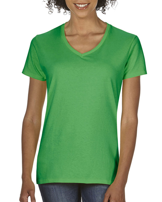 Gildan Ladies Heavy Cotton V-Neck T-Shirt, XL, Purple