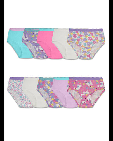 Fruit Of The Loom Toddler Girls 10 Pack Assorted Cotton Brief Underwear