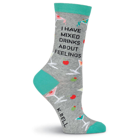 K. Bell Womens Mixed Drinks Crew Socks